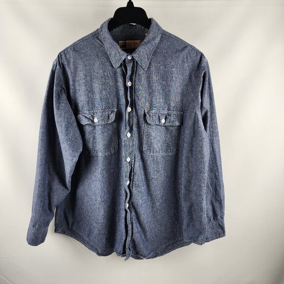 SOLD OUT Big Mac Shirt Mens XXL Blue Vintage L/S Chambray Button Up USA - Picture 1 of 7